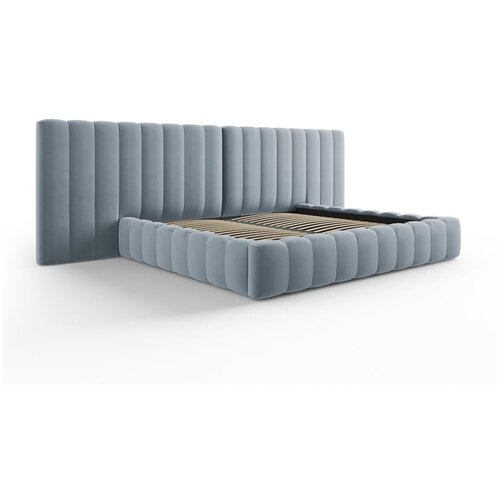 Milo Casa Svijetlo plavi tapecirani bračni krevet s prostorom za pohranu s podnicom 200x200 cm Gina &amp;ndash; Slike