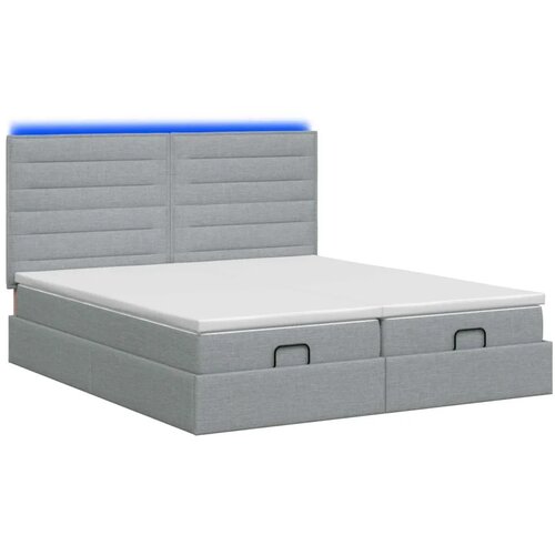  Krevet od pjene s madracem i LED-om Svjetlosiva 200 x 200 cm - Svjetlosiva 200 x 200 cm Dizajn linija Slike