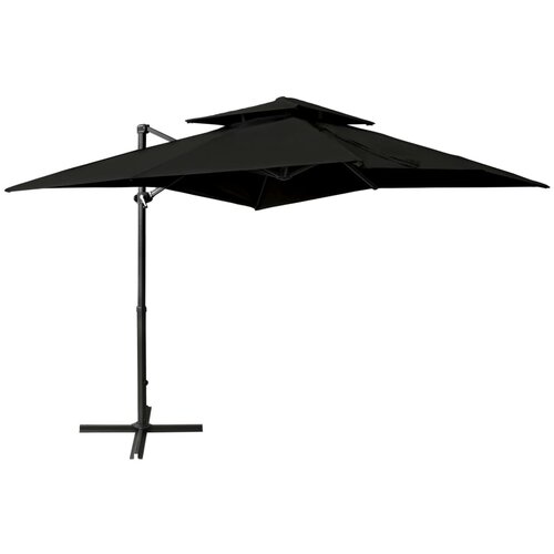  Konzolni suncobran s dvostrukim vrhom 250 x 250 cm crni Slike
