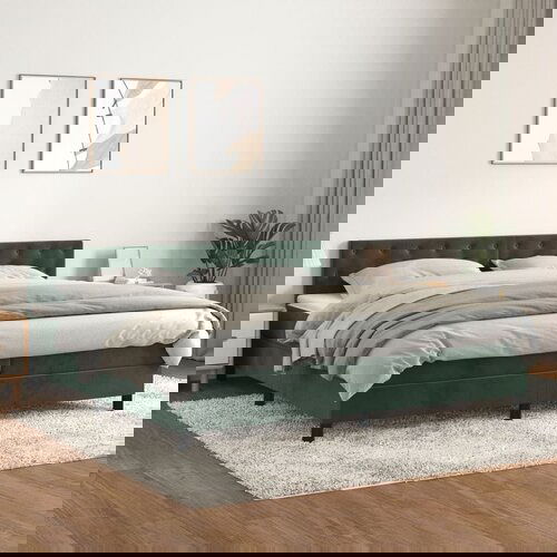 vidaXL Krevet s oprugama i madracem tamnozeleni 200x200 cm baršunasti Cene