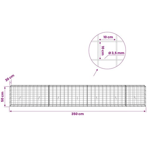  Gabion s žicom debljine 3,5 mm i mrežom 10x10 cm 350x30x50 cm Slike