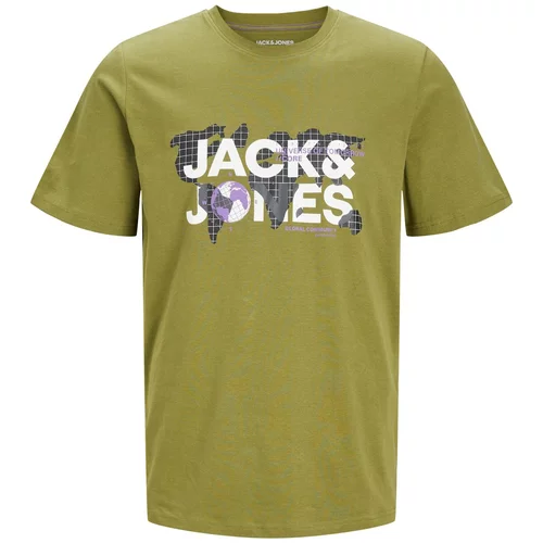 Jack & Jones Majica 'DUST' oliva / črna / bela