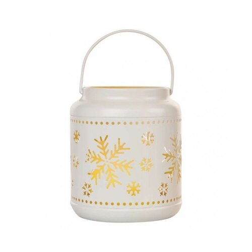 Emos LED dekoracija &amp;ndash; laterna s snežinkami kovinska, bela, 14 cm, 3x AAA, notranja, vintage DCLV11 Slike
