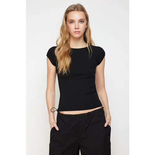 Trendyol Black Moon Sleeve Fitted Stretchy Knitted Blouse