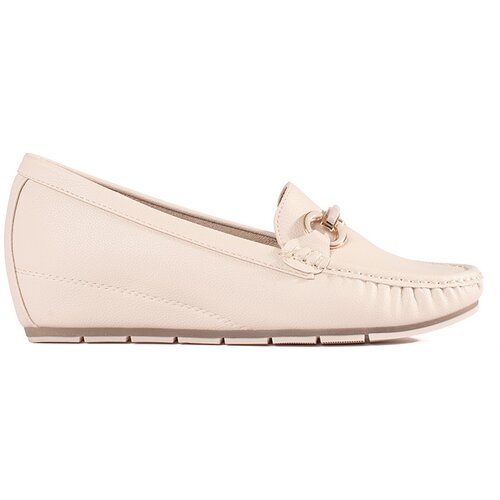 GOODIN Beige loafers on a low wedge Slike