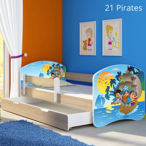  Dječji krevet ACMA s motivom, bočna sonoma + ladica 140x70 cm 21 Pirates Cijene