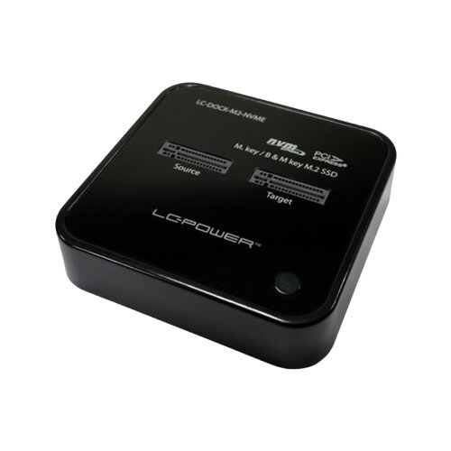 LC-Power doking stanica, NVME, M.2 SSD, USB-C port, 2x SSD-a, brzina prenosa do 10 Gb/s, crna Slike
