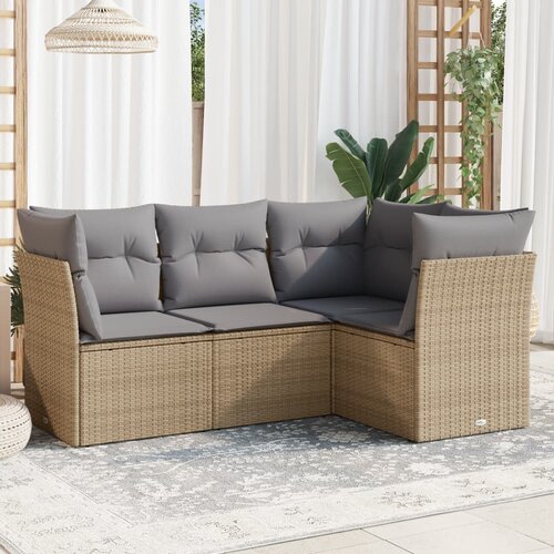 vidaXL 4-dijelni set vrtnih sofa s jastucima bež od poliratana Cijene