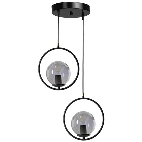 Opviq Ring 2 Li Tepsili Füme Camlı Siyah Sarkıt Black Chandelier Slike