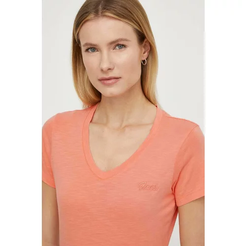 Guess majica kratkih rukava za žene, boja: narančasta