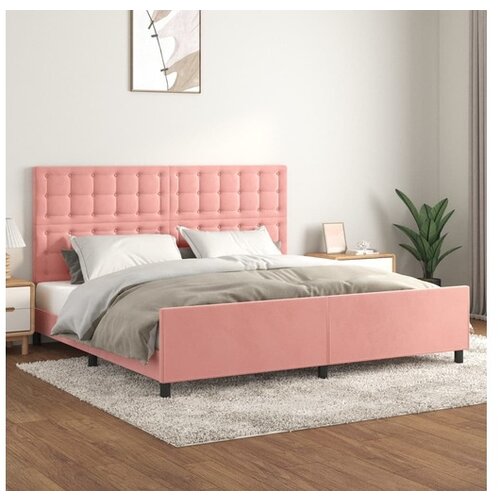 VidaXL Posteljni okvir z vzglavjem roza 200x200 cm zamet Slike