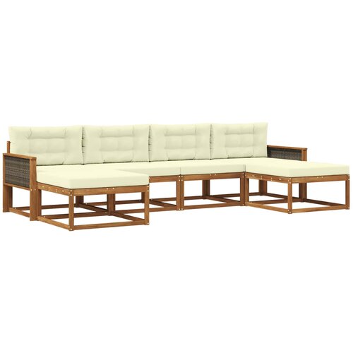 vidaXL Zunanja garnitura za sedenje z blazino 6 pcs Naravna in smetana, (5000282348) Cene