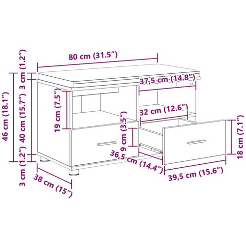  Klupa za hodnik s jastukom s ladicama Bijelo 80 x 38 x 46 cm Slike