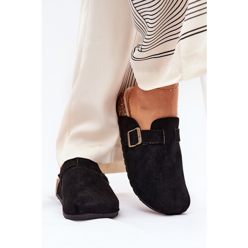 Boto Ladies Slippers and On Platform With Buckle Black Selio Cene