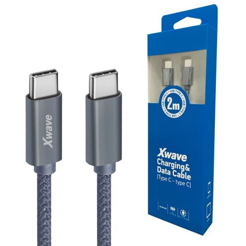 X Wave Kabl Tip-C muški na Tip-C muški 2M 3A 5Gbps,upleteni,tamno sivi Cene