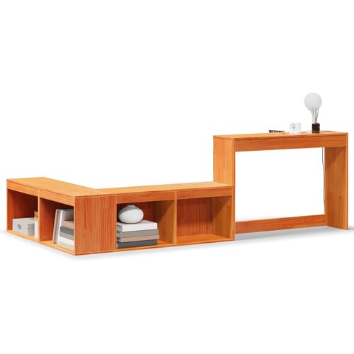 Maison Chic Nočna omarica - Nočna miza z mizo vo&amp;scaron;čeno rjava 222x107x75 cm trdna borovina, (21689978) Slike