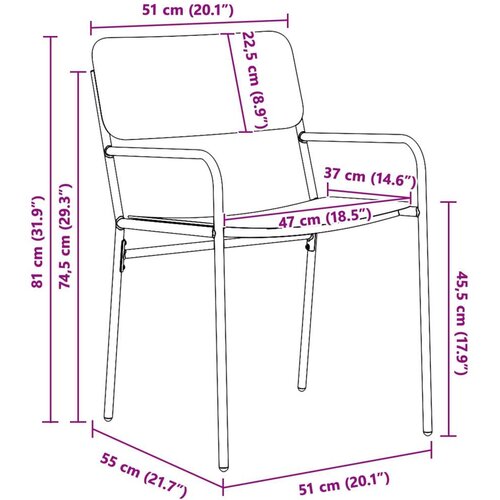  Vrtne stolice 2 pcs Antracit 51 x 55 x 81 cm Čelik Slike