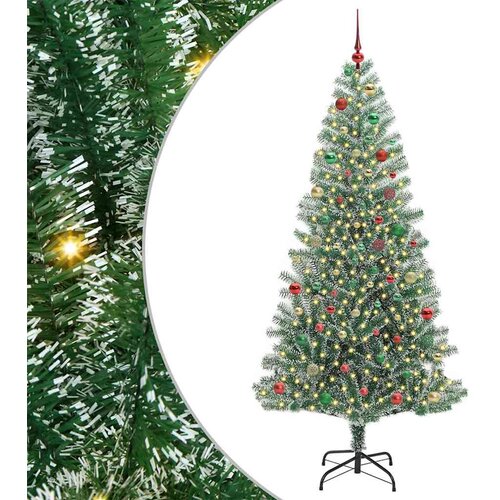 VidaXL Umjetno Božićno Drvo s Snježnim Flokom i LED Svjetlom 210 cm Slike