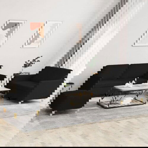 vidaXL Sedežna garnitura z blazinami 3-delna črno blago Cene