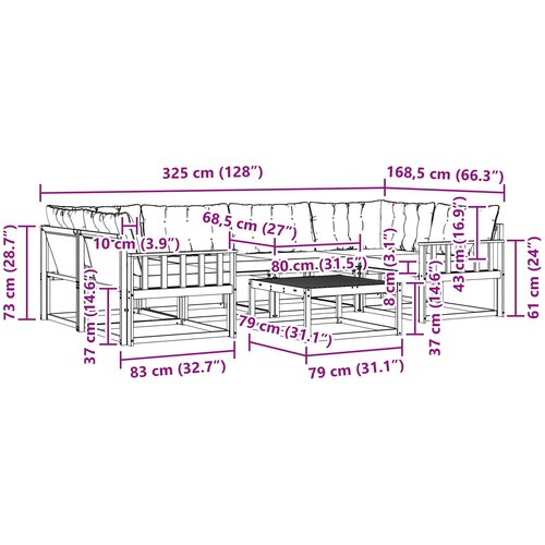  Set vanjskih sofa 7 kom. Bijela i krem Smeđa 79 x 79 x 37 cm Slike