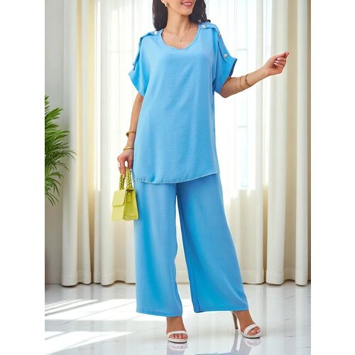 Resti Women's cotton set with short sleeves and wide pants Cene