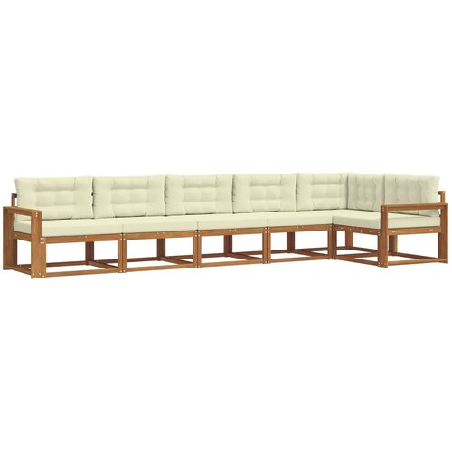  Set vanjskih sofa 6 kom. Prirodna i krem Smeđa 410 x 172,5 x 73 cm Slike