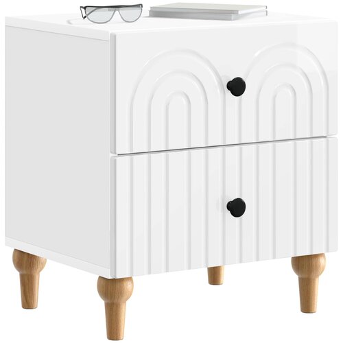  Noćni ormar s ladicama Bijela visokog sjaja 43 x 34,5 x 48 cm Slike