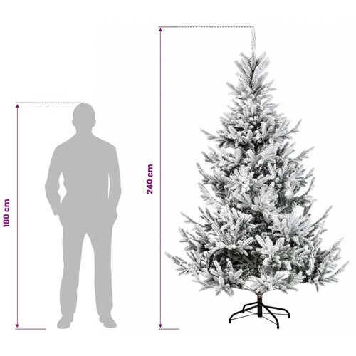 Umjetno božićno drvce s nogom 240 cm PVC i metal - Zelena i bijela 240 cm bez LED svjetala Slike
