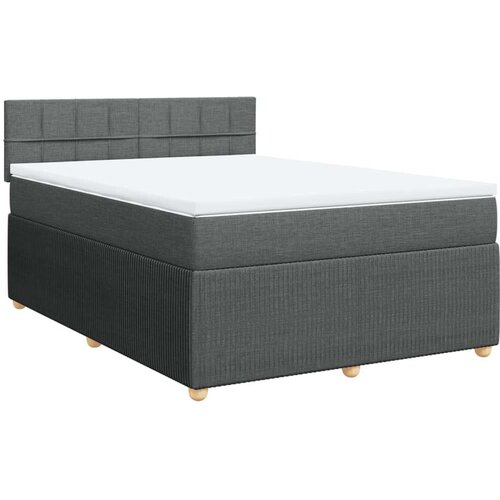 VidaXL Krevet s oprugama i madracem tamnosivi 140x190 cm od tkanine Slike