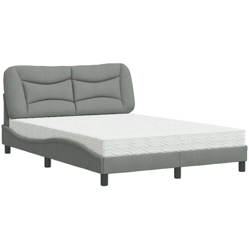  Krevet s madracem svjetlosivi 120 x 200 cm od tkanine Slike