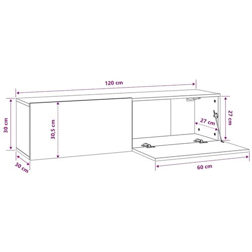  Zidni TV ormarić hrast sonoma 120x30x30 cm konstruirano drvo Slike