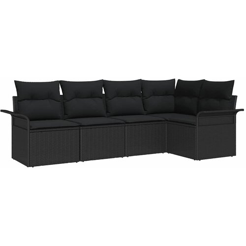  Sjedeća garnitura za vrt 5 kom. Crna poliratan 242,5 x 132,5 x 69 cm Slike