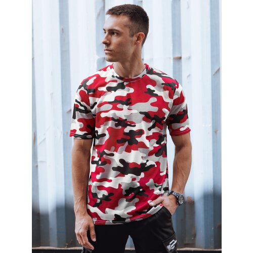 DStreet Koszulka męska camouflage czerwona Cene