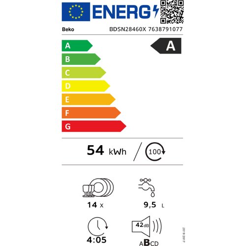 Beko BDSN28460X Vgrajeni pomivalni stroj delno vgrajen 60 cm Slike