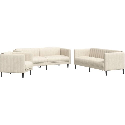 VidaXL Sedežna garnitura 3-delna krem blago, (21113687) Slike