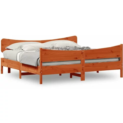  Okvir kreveta s uzglavljem voštano smeđi 200x200 cm od borovine