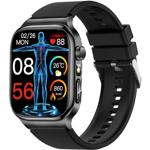 INF 2.04-palčna AMOLED pametna ura visoke ločljivosti s spremljanjem zdravja Black, (5000129873) Cene
