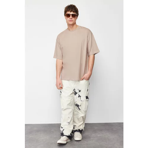 Trendyol Men's Mink Oversize/Wide-Fit Basic 100% Cotton T-Shirt