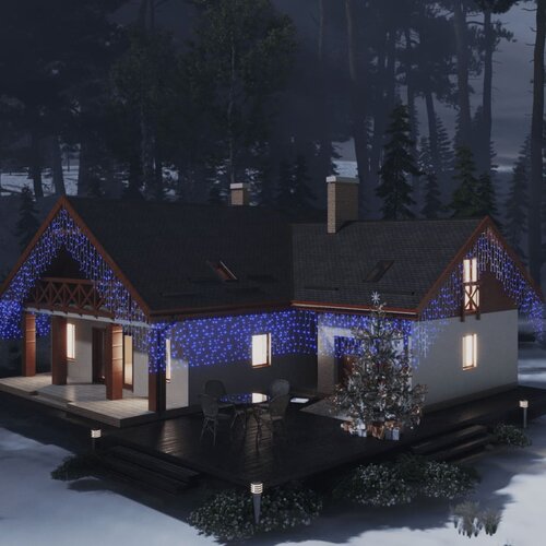 vidaXL LED zavjesa u obliku siga 10 m 400 LED plava 8 funkcija Cijene