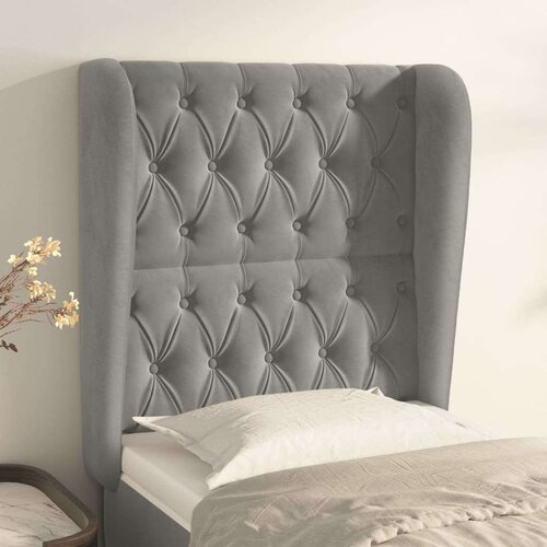  Uzglavlje s ušima svjetlosivo 83 x 23 x 118/128 cm baršunasto Cijene