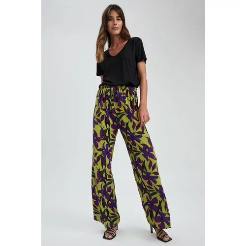 Defacto Patterned Wide Leg Palazzo Viscose Trousers