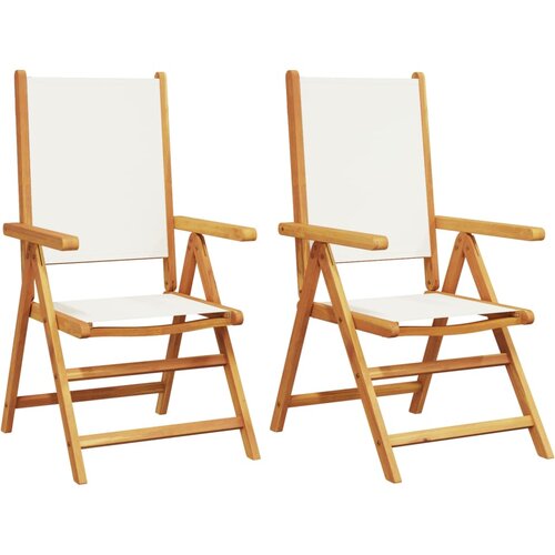 Maison Chic Vrtni Stoli - Stol za vrt 2 kosa kremno bel trden akacijev les in blago JS508, (21877208) Slike