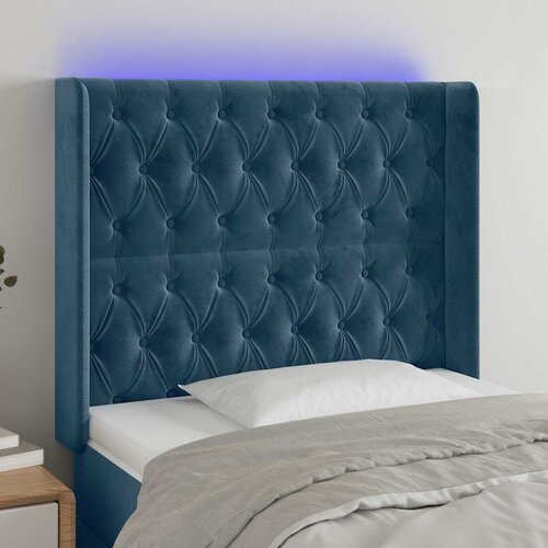  LED uzglavlje tamnoplavo 93x16x118/128 cm bar&amp;scaron;unasto Slike