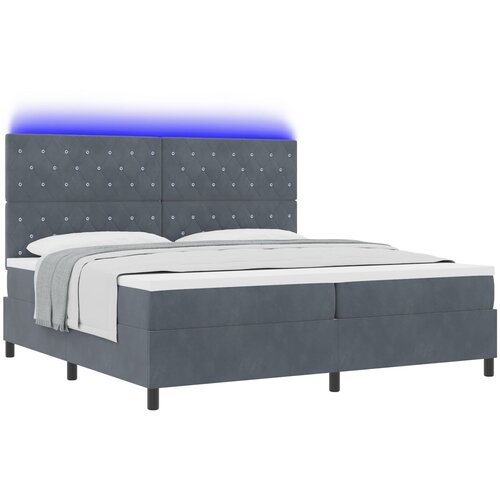 vidaXL Box Spring Krevet s Madracem & LED Tamno Siva 200x200 cm Baršun Cene