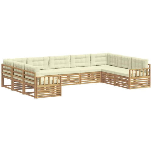 vidaXL Zunanja garnitura za sedenje z blazino 9 pcs Bela in krem, (5000272649) Cene