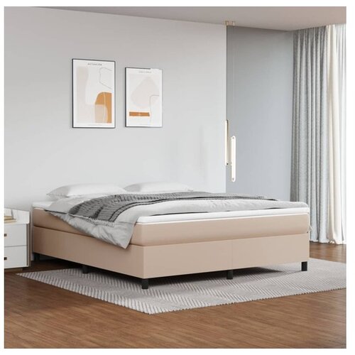  Box spring postelja z vzmetnico kapučino 180x200cm umetno usnje Cene