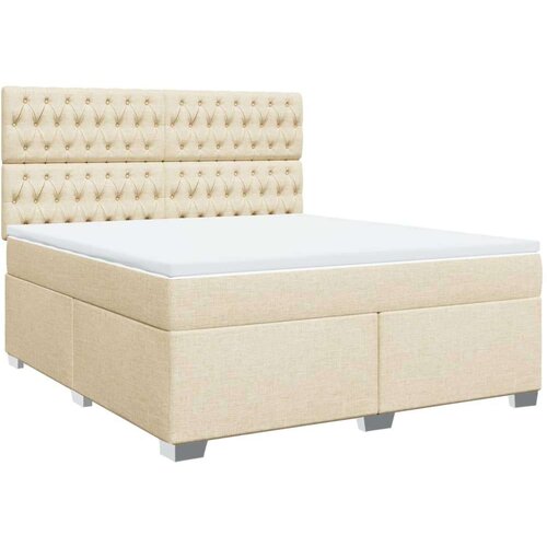 VidaXL Krevet s oprugama i madracem krem 180x200 cm od tkanine Slike