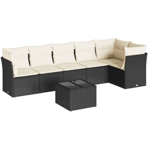  7-dijelni set vrtnih sofa od poliratana s jastucima crni Crna 234 x 179 x 69 cm Slike