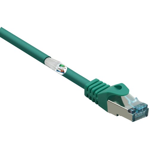 Renkforce RF-5088646 RJ45 omrežni kabel\, Patch kabel CAT 6a S/FTP 0.15 m zelena z zaščitnim zapornim zatičem\, ognjevaren 1 kos, (20419380) Cene