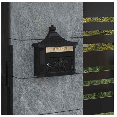 vidaXL Stenska Po&scaron;tna &Scaron;katla Črna 40,5 x 16 x 45 cm Lit aluminij Cene
